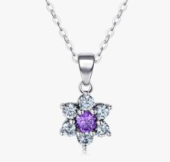 Purple flower necklace with zirkonia
