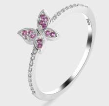 Butterfly ring with pink zirkonia