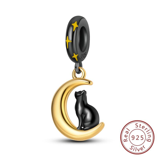 Cat & moon charm